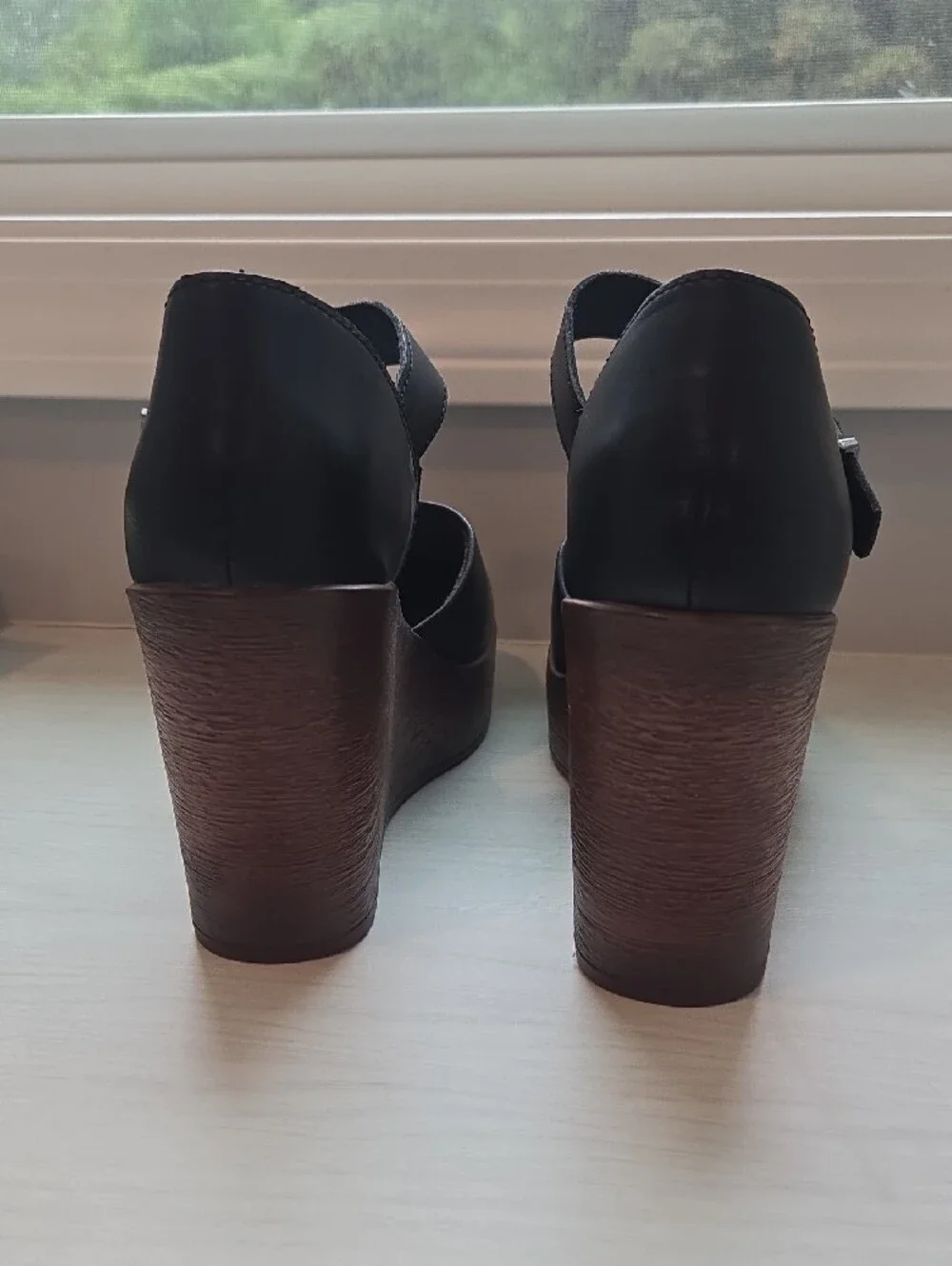 boc Black Platform Mary Jane Wedges with Ankle Strap